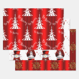 Rotes Weihnachtsfest Geschenkpapier Set