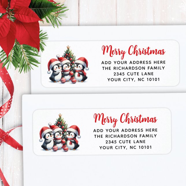 Rotes Weihnachtsfest Niedliche Pinguine (Von Creator hochgeladen)