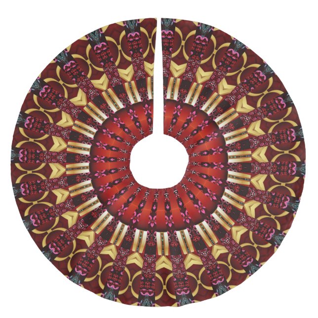 Rotes Weihnachtsfest Polyester Weihnachtsbaumdecke (Vorderseite)