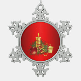 Rotes Weihnachtsfest Schneeflocken Zinn-Ornament