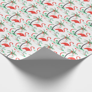 Rotes Weihnachtsflamingo-Packpapier Geschenkpapier