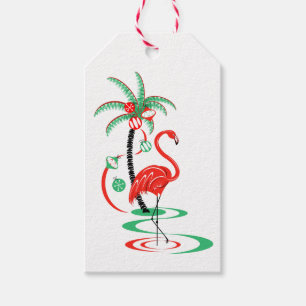 Rotes Weihnachtsflamingogeschenk-Umbauporträt Geschenkanhänger