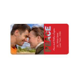 Rotes Weihnachtsfriedensfeiertags-Foto Adressaufkleber