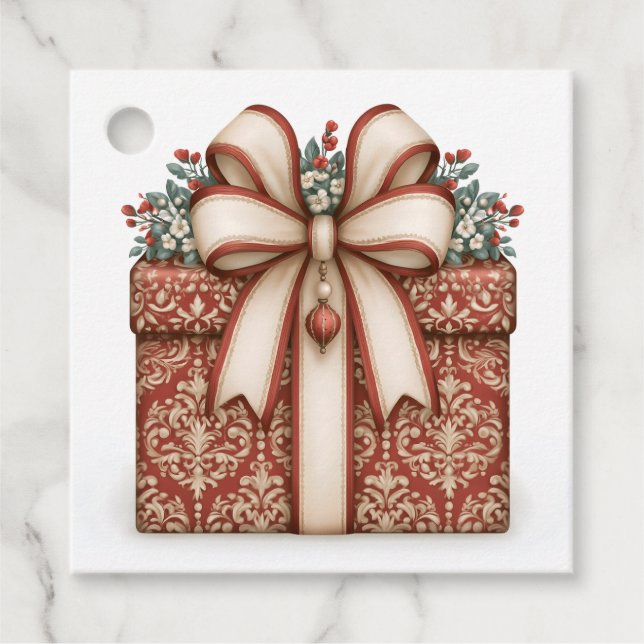 Rotes Weihnachtsgeschenk Geschenkanhänger (Vorderseite)