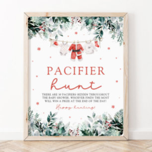 Rotes Weihnachtsmann-Baby-Schnuller-Jagd-Baby-Part Poster