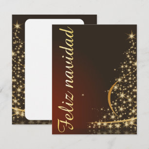 Rotes Weihnachtsmotiv mit goldenem Weihnachtsbaum. Einladung