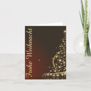 Rotes Weihnachtsmotiv mit goldenem Weihnachtsbaum Karte