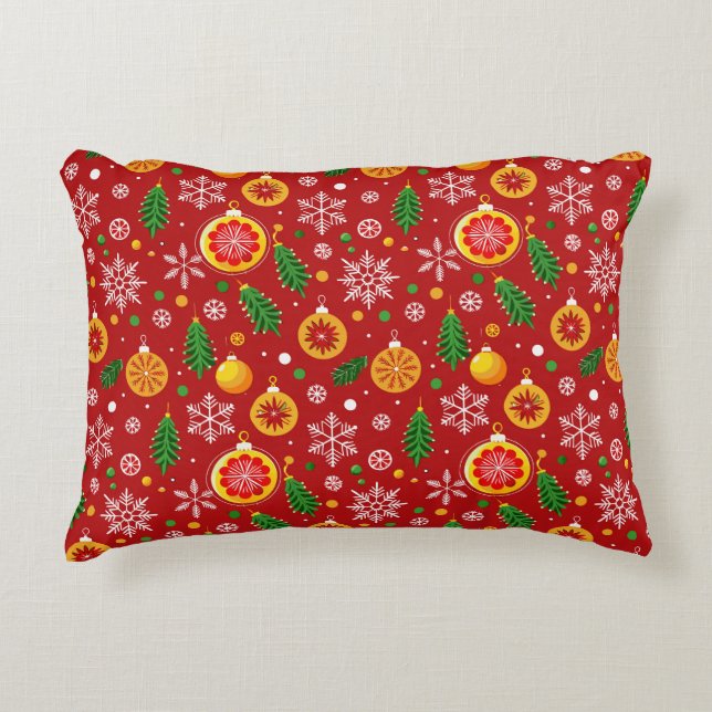 Rotes Weihnachtsmuster Dekokissen (Vorderseite)