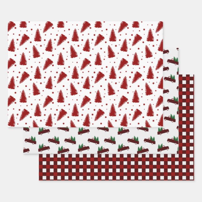 Rotes Weihnachtsmuster  Geschenkpapier Set (Set)