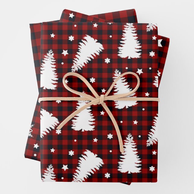 Rotes Weihnachtsmuster  Geschenkpapier Set (Beispiel)