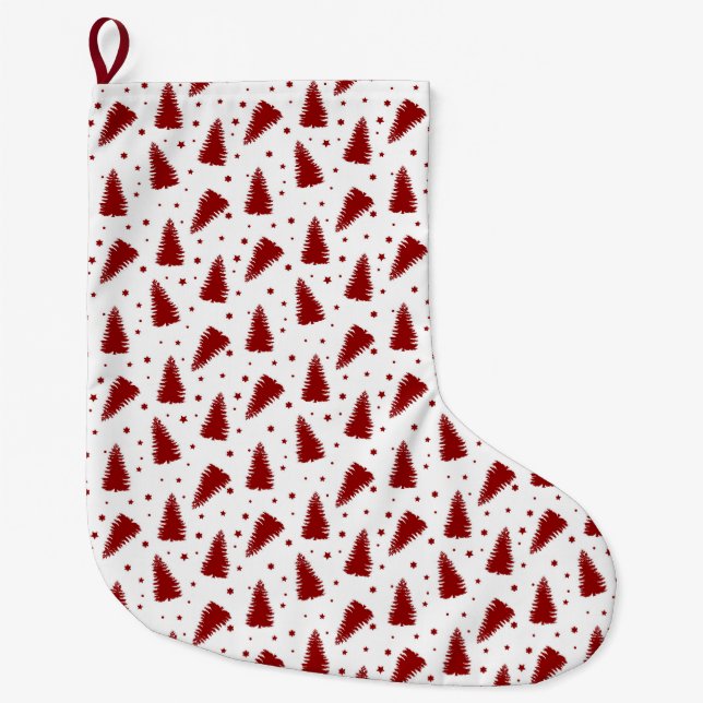 Rotes Weihnachtsmuster  Großer Weihnachtsstrumpf (Vorderseite)