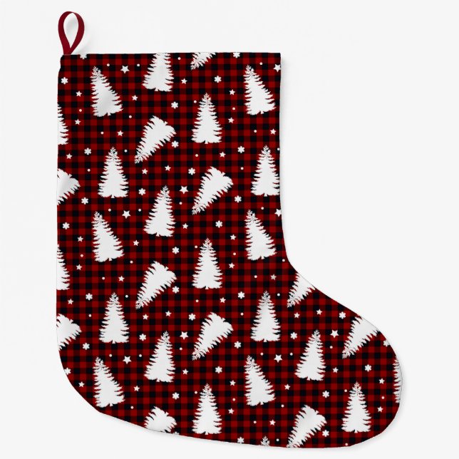 Rotes Weihnachtsmuster  Großer Weihnachtsstrumpf (Vorderseite)