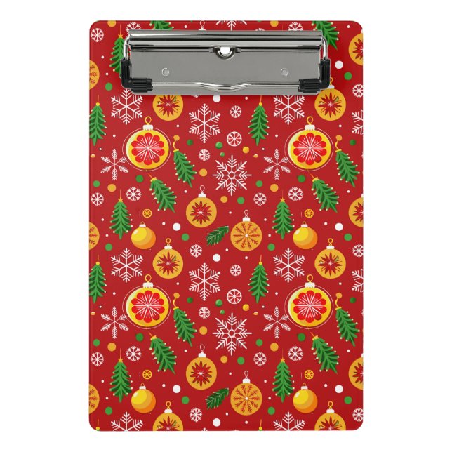 Rotes Weihnachtsmuster Mini Klemmbrett (Vorderseite)