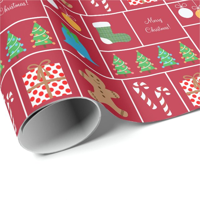 Rotes Weihnachtsmuster-Packpapier Geschenkpapier (Rolleneckpunkt)
