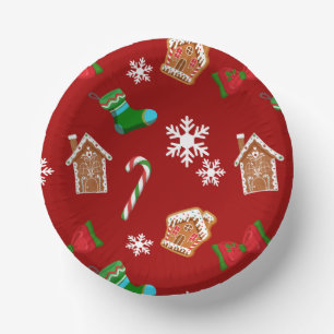 Rotes Weihnachtsmuster Pappteller