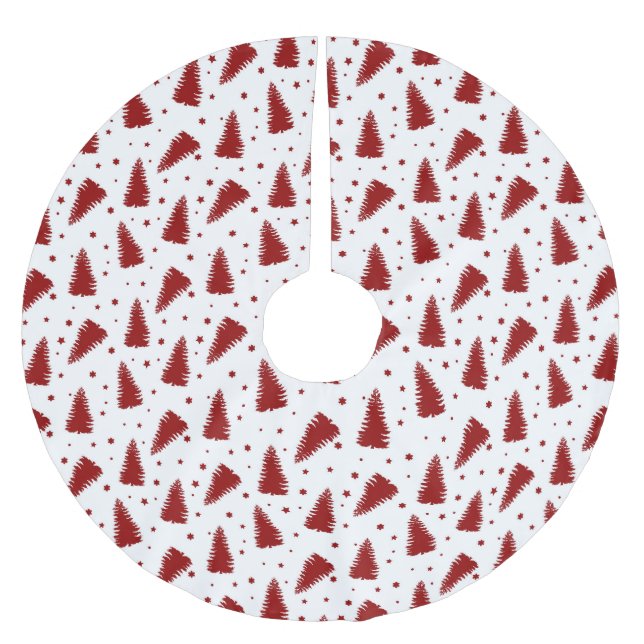 Rotes Weihnachtsmuster  Polyester Weihnachtsbaumdecke (Vorderseite)