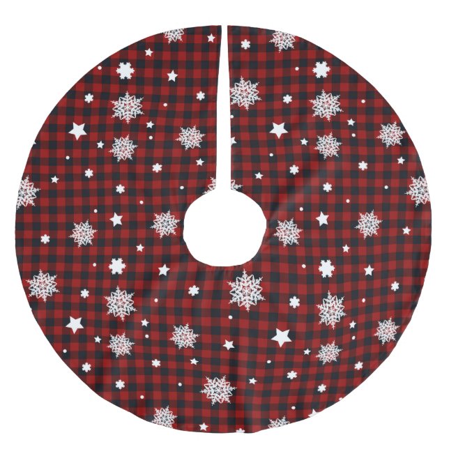 Rotes Weihnachtsmuster  Polyester Weihnachtsbaumdecke (Vorderseite)