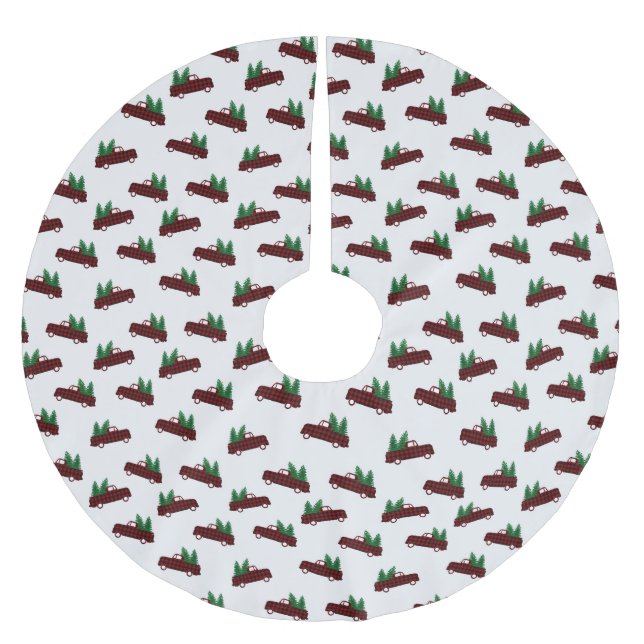 Rotes Weihnachtsmuster  Polyester Weihnachtsbaumdecke (Vorderseite)