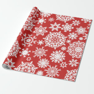 Rotes Weihnachtsschneeflocke-Muster-Packpapier Geschenkpapier