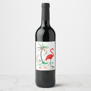 Rotes Weihnachtsweinlabel Weinetikett