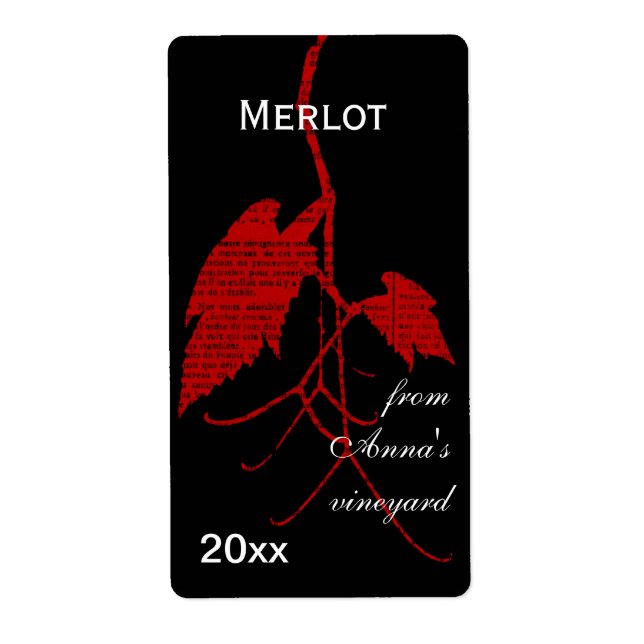 Rotes Weinblatt mit Druck (Vorne)