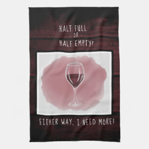 Rotes Weinglas Halb leeres Sprichwort Wasserfarbe Geschirrtuch