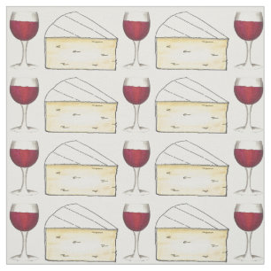 Rotes Weinglas und Creamy Brie Feinschmecker Stoff