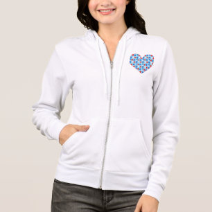 Rotes Weiß & Blau Herz der Sterne Hoodie