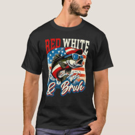 Rotes Weiß & Bruh 4. Juli Fishing American Flag T-Shirt