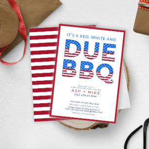 Rotes Weiß & Due BBQ Geschlecht Enthüllung Baby Du Einladung