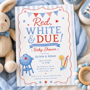 Rotes Weiß & Fällige BBQ-Baby-Shower-Einladung Einladung