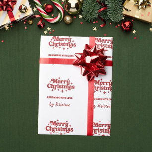 Rotes Weiß handgefertigt von Weihnachtsgeschenkver Geschenkpapier
