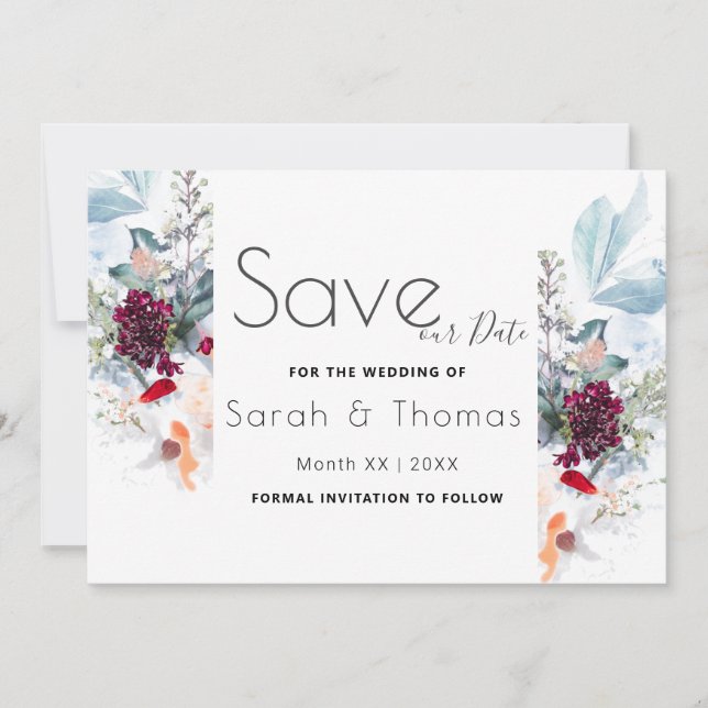 ROTES WEISS & ORANGE FLORAL ELEGANT RETTETE UNSER  ANKÜNDIGUNG (Vorderseite)