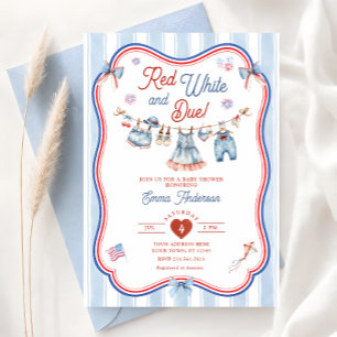 Rotes Weiß und bald Mädchen Baby Shower Einladung
