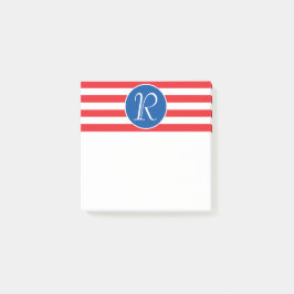 Rotes Weiß und Blau Monogramm Post-it Klebezettel