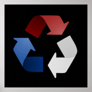 Rotes, Weiß und Blau Recycelnd Symbol Poster
