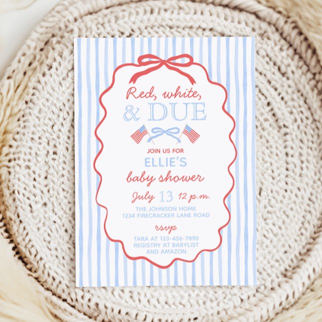 Rotes Weiß und Fällig Baby Shower Einladung (Von Creator hochgeladen)