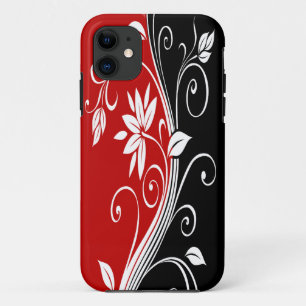 Rotes Weiß und Schwarze Blüten Case-Mate iPhone Hülle