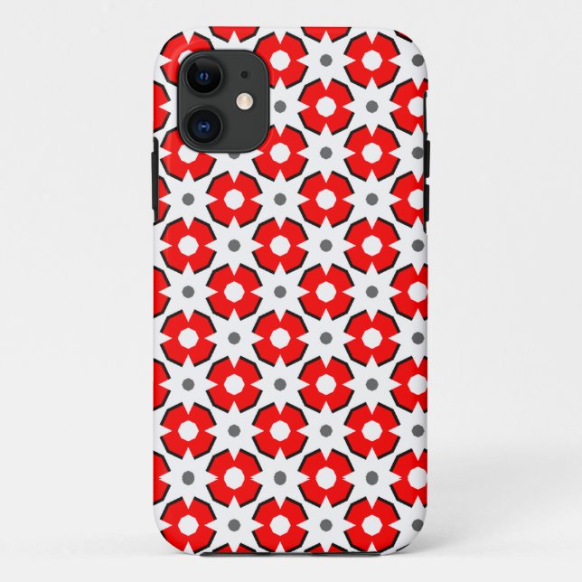 Rotes Weiß und Schwarzes Muster Case-Mate iPhone Hülle (Rückseite)