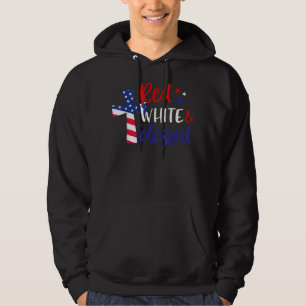 Rotes Weißes Amerikanisches Jesus-Kreuz Christlich Hoodie