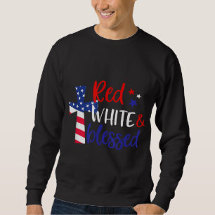 Rotes Weißes Amerikanisches Jesus-Kreuz Christlich Sweatshirt