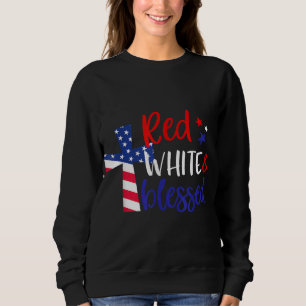 Rotes Weißes Amerikanisches Jesus-Kreuz Christlich Sweatshirt