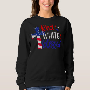 Rotes Weißes Amerikanisches Jesus-Kreuz Christlich Sweatshirt