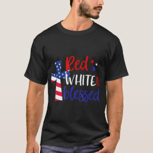 Rotes Weißes Amerikanisches Jesus-Kreuz Christlich T-Shirt