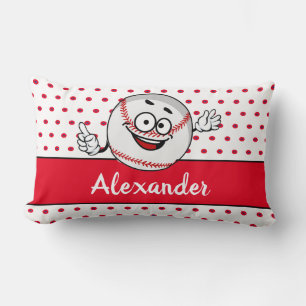 Rotes Weißes Baseball lustiges Gesicht Monogramm N Lendenkissen