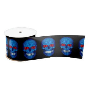 Rotes weißes Blau USA-Zombie-Schädel-Satin-Band Satinband