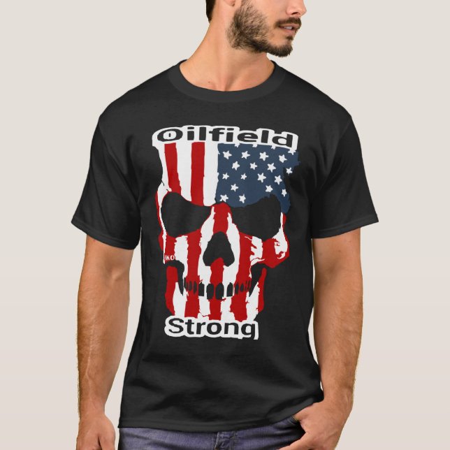 Rotes weißes blaues Ölfeld stark T-Shirt (Vorderseite)