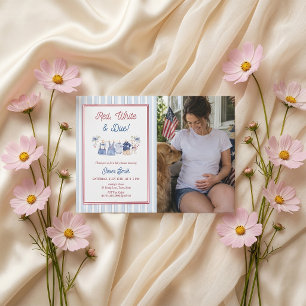 Rotes Weißes & Fälliges Babyshower-Einladung Einladung