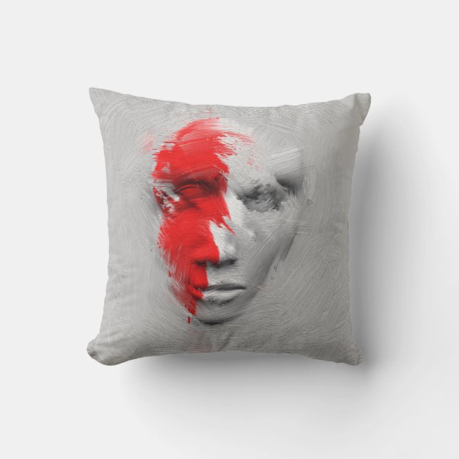 Rotes weißes Gesicht Kissen (Vorderseite)
