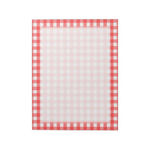 Rotes weißes Gingham-Karo-Muster Notizblock